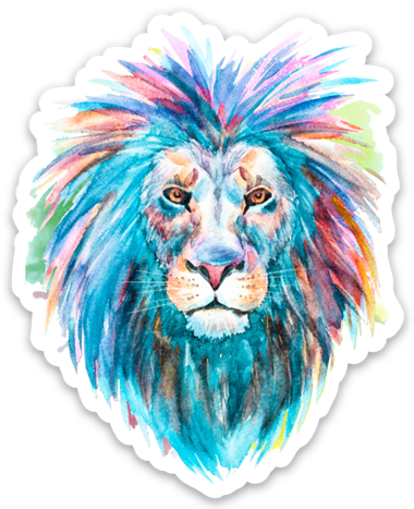 Click To Enlarge - Watercolor Lion (380x467), Png Download