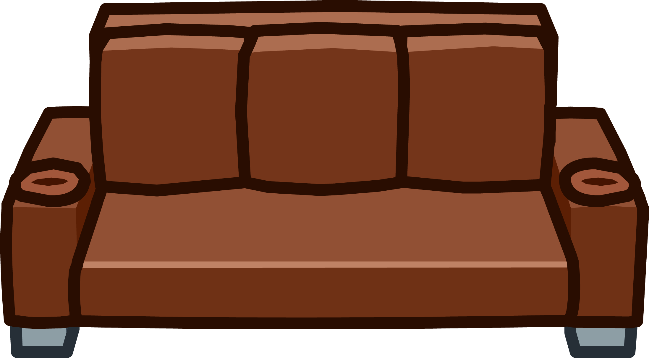 Brown Designer Couch Icon - Brown Sofa Clipart Png (2195x1211), Png Download