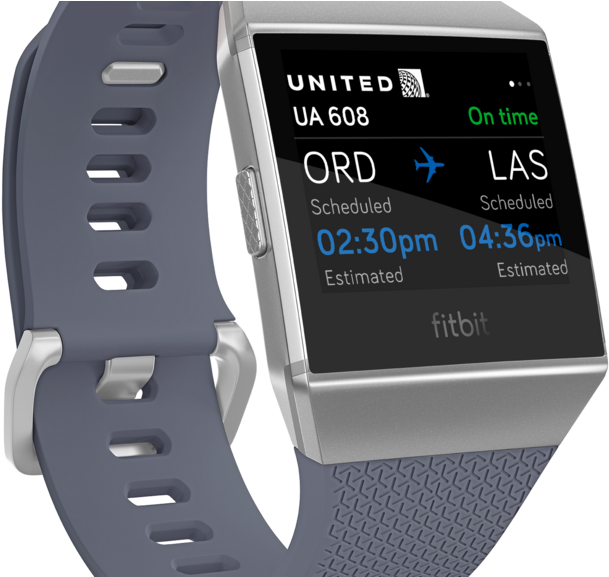 United First Airline To Offer Apps For Google Assistant, - Fitbit Ionic Slate Blue/burnt Orange (1024x576), Png Download