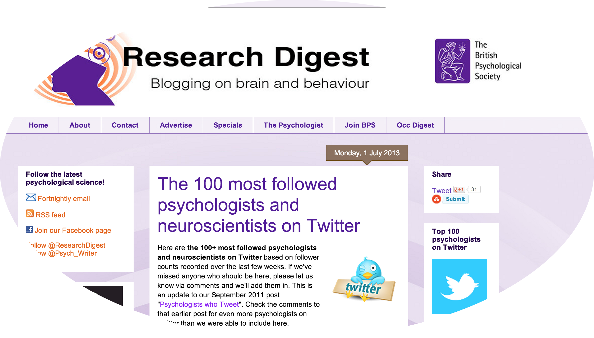 Top 100 Twitter Psychologists - Circle (2392x1362), Png Download