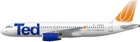 United Airlines Airbus A320 - United Ted (640x240), Png Download