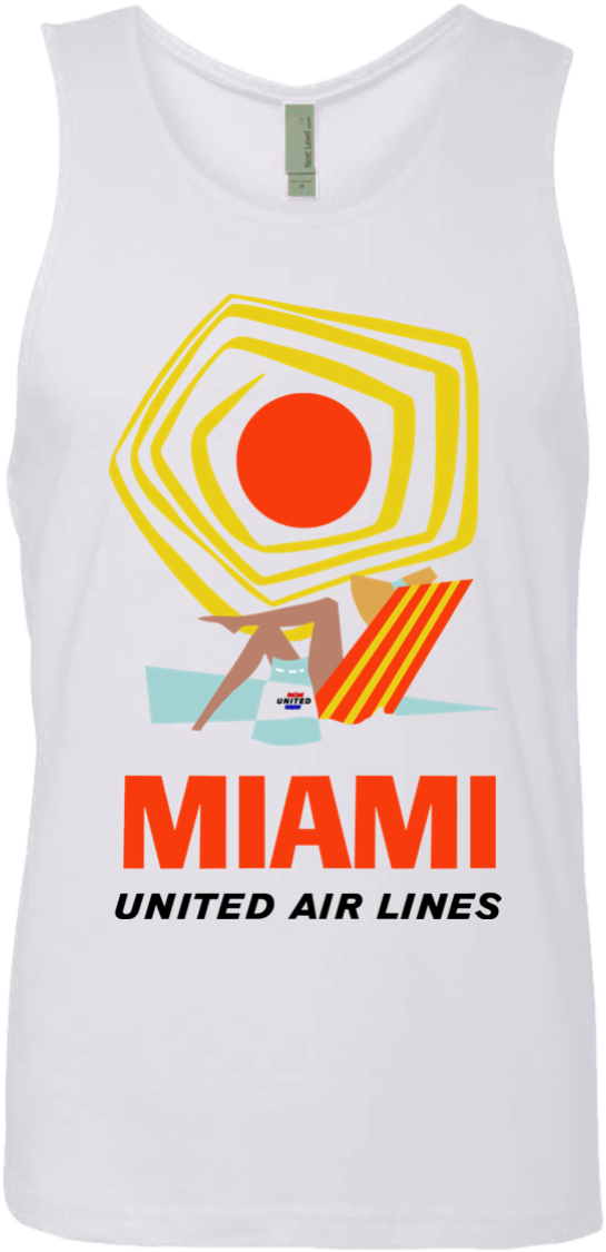 Miami Florida Retro Travel United Airlines Beach Summer - Miami,travel, Vintage Poster Shower Curtain (1155x1155), Png Download