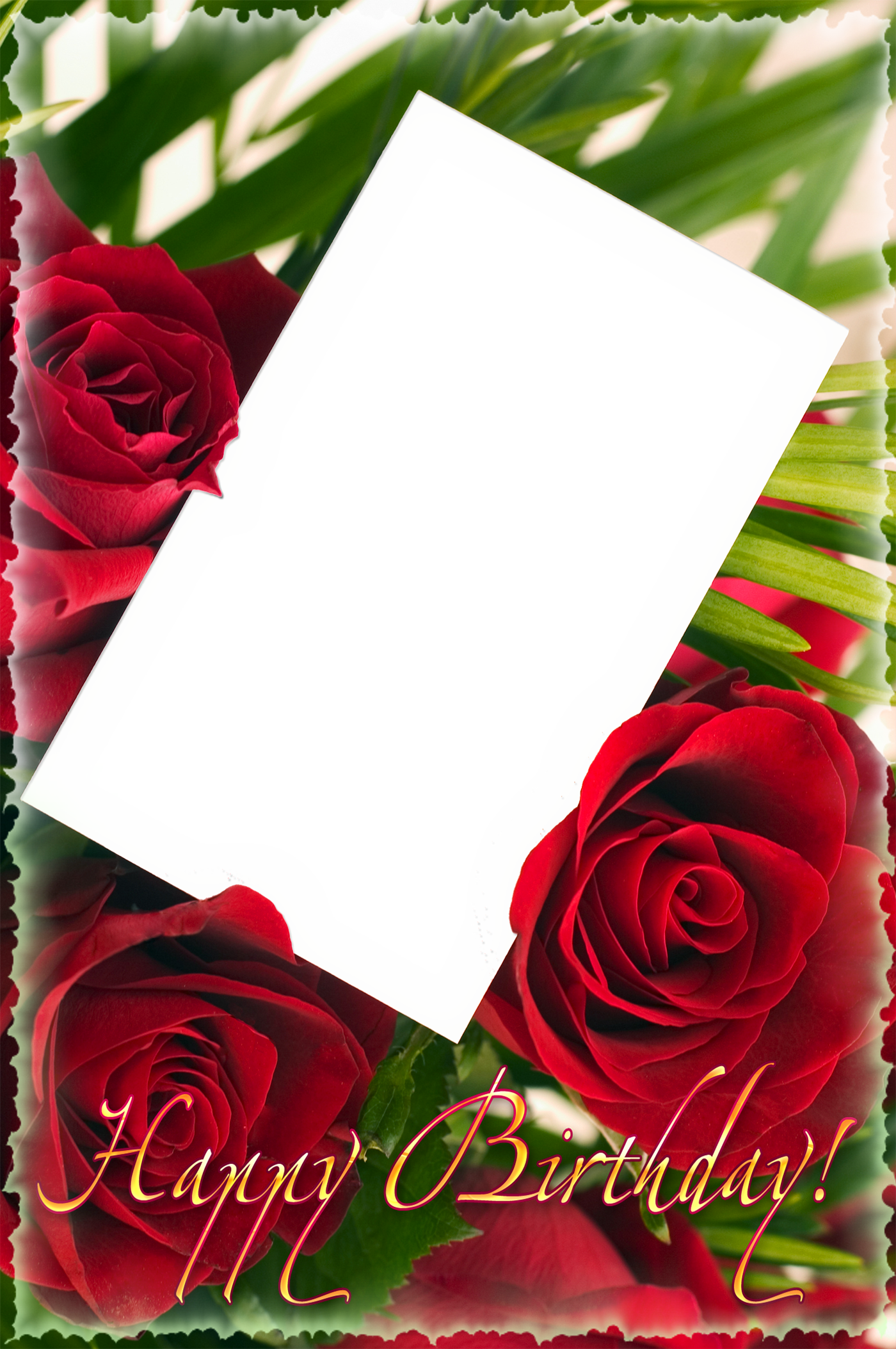 Happy Birthday Png Frame With Roses Gallery Yoville - Happy Birthday Photo Frame Download (1400x2107), Png Download