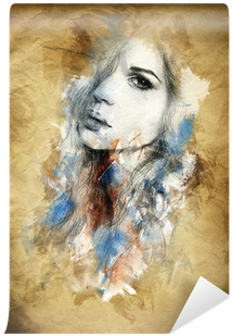Beautiful Woman Face - Art Print: Ismagilova's Beautiful Woman Face. Watercolor (400x400), Png Download