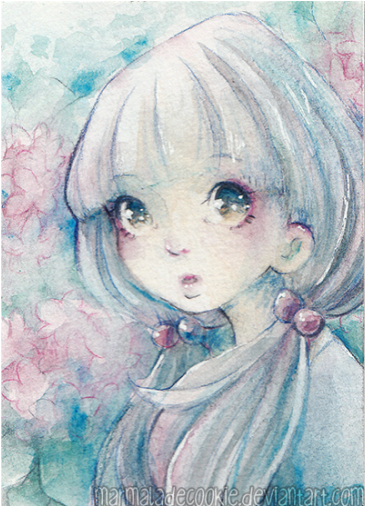 My Art Others Characters Perbaa Watercolor Cute Girl - Girl (500x505), Png Download