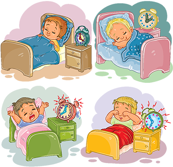 Set Illustration Babies Sleep, Morning Awakening, Baby, - Kids Wake Up (360x360), Png Download