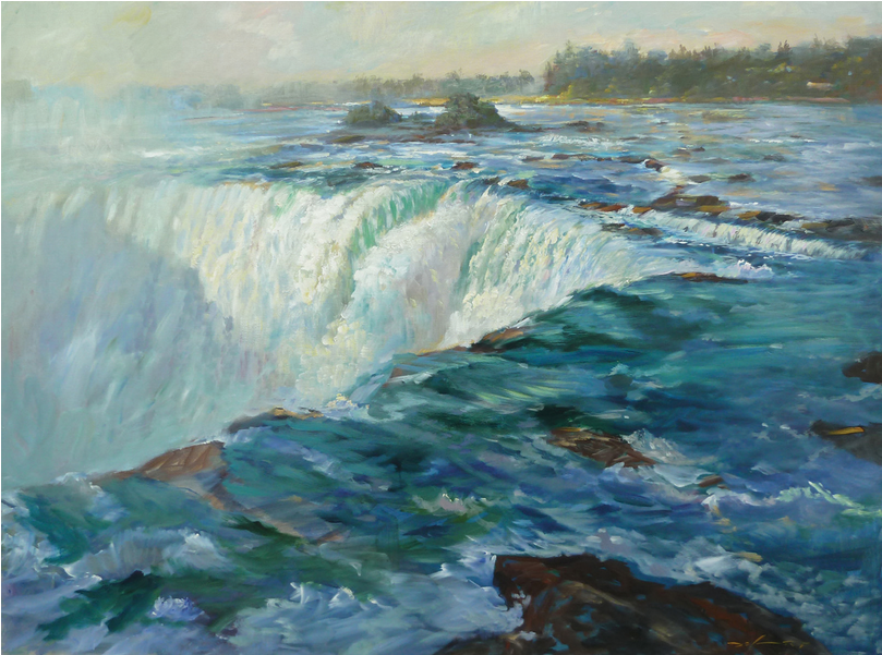 “outpouring, Horseshoe Falls” (canadian Side Of Niagara, - Complete Guide To Painting In Acrylics (1000x600), Png Download