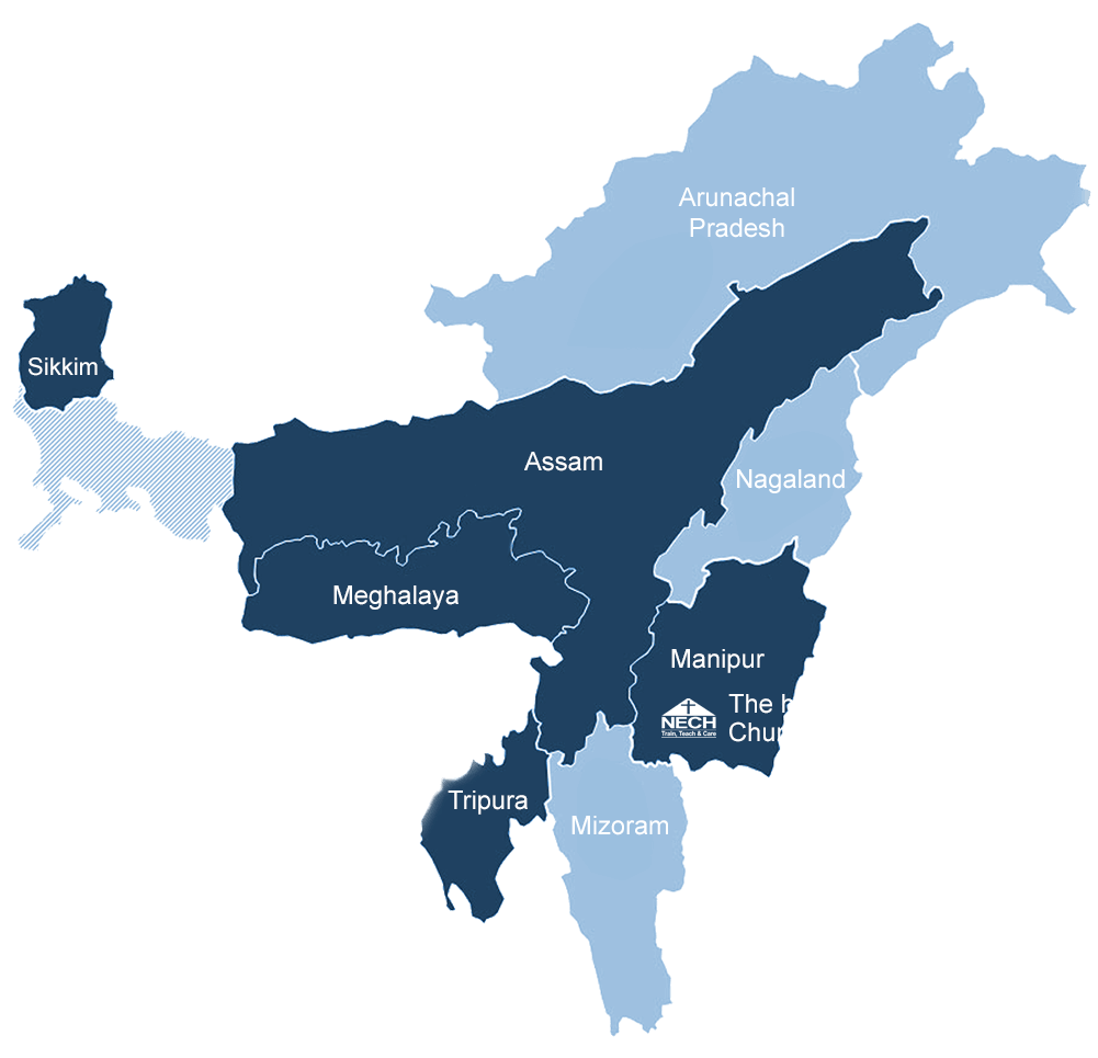 North East India - North East States Of India With Capital (1100x1000), Png Download