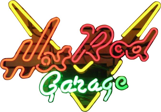 Hot Rod Garage Neon Sign - Hot Rod Garage Png (673x467), Png Download