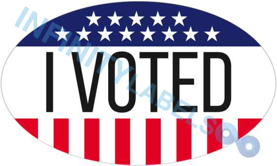 "i Voted" White Gloss Oval Labels - Sticker (580x359), Png Download