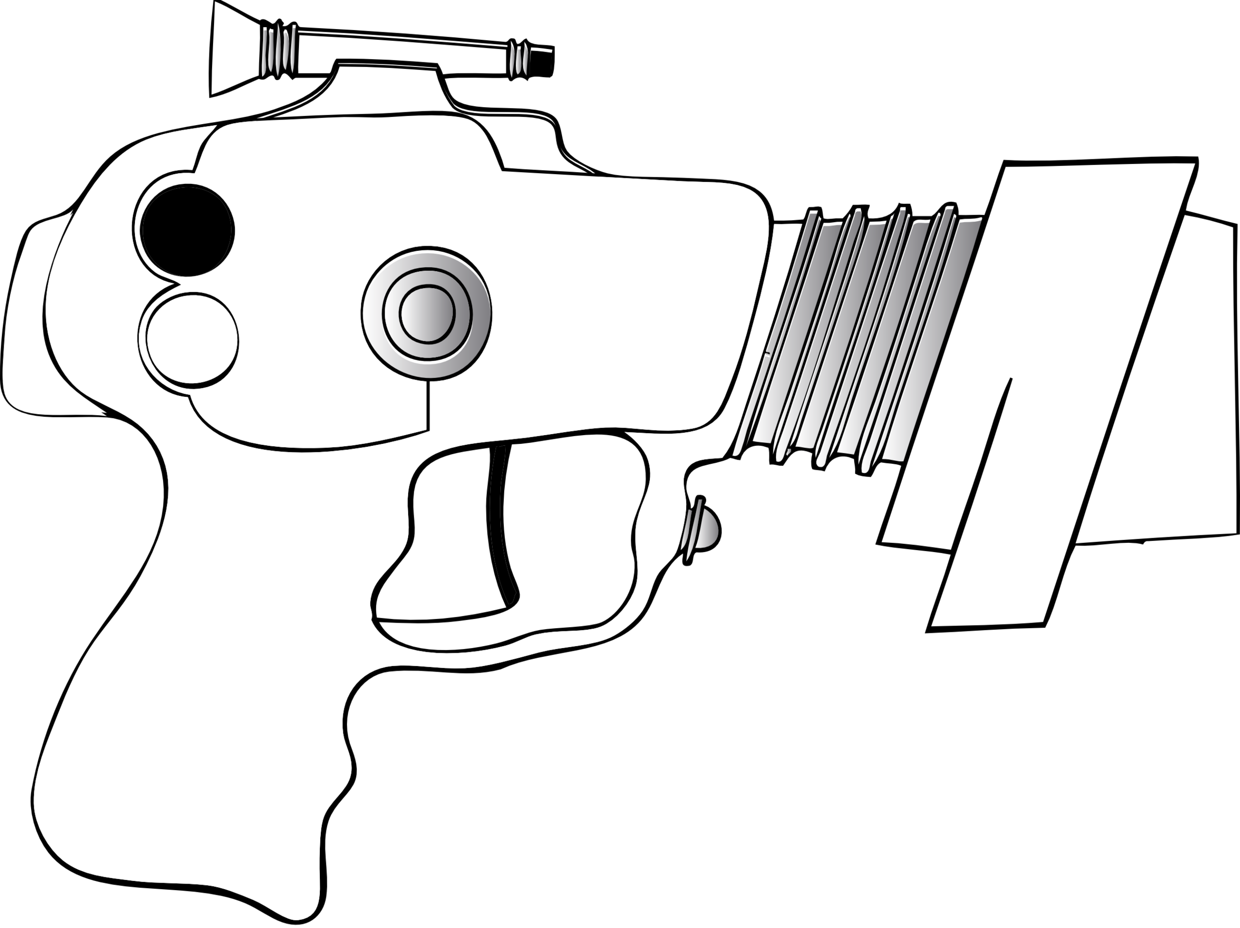 Clip Art Ray Gun Black White Line Christmas Clipart - Toy Gun Clipart Png (2427x1817), Png Download