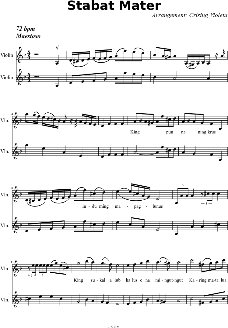 Stabat Mater Sheet Music Composed By Arrangement - Stabat Mater Lyrics Latin (827x1169), Png Download