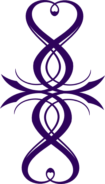 Purple - Heart - Clip - Art - Vertical Flourish (342x599), Png Download