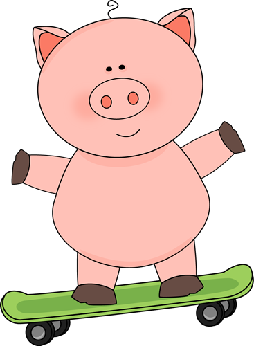 Cute Pig Png Download - Pig On A Skateboard (367x500), Png Download