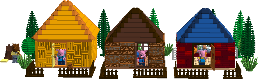 The Three Little Pigs - Houses Of Three Little Pigs (1093x600), Png Download