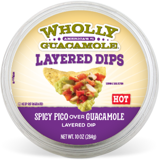 Wholly Guacamole Layered Dips Spicy Pico Hot, 10 Oz - Wholly Guacamole Layered Dip (386x448), Png Download