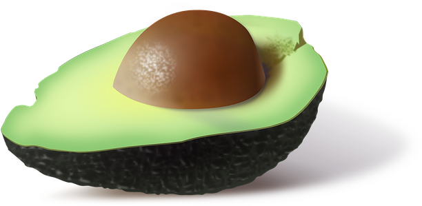 Avocado Food Green Half Nutrition Ripe See - Transparent Background Avocado Transparent (613x340), Png Download