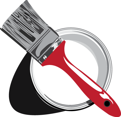 Paint Bucket & Brush Illustration - Brush Illustration (500x481), Png Download