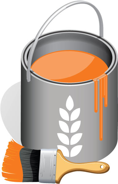 Bucket Paint Brush - Paintbrush (477x659), Png Download