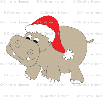 Christmas Hippo - Hippopotamus For Christmas Png (400x400), Png Download