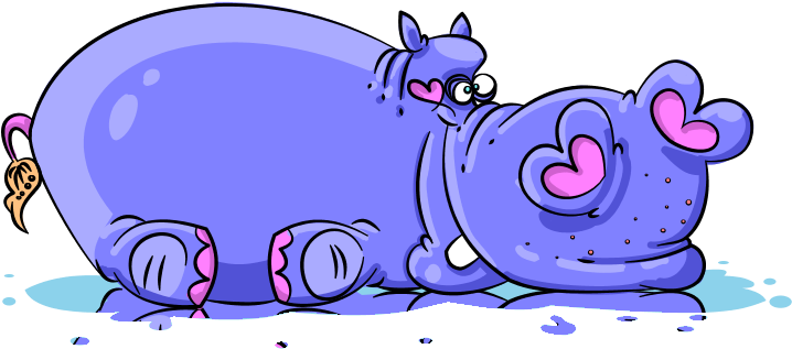 Hippos, Paintings - Funny Hippo Clipart (753x384), Png Download