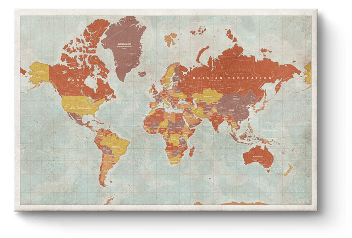 Vintage Red World Map - Aon Risk Map Terrorism 2014 (692x468), Png Download
