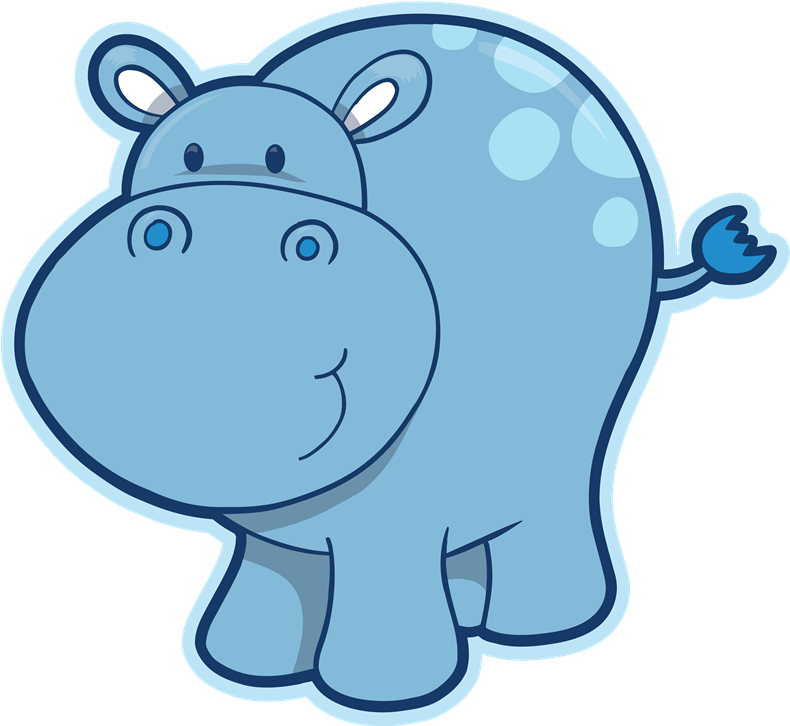 Baby Hippopotamus, Cartoon Hippo, Cute Cartoon Animals, - Cute Hippo Clipart (790x726), Png Download
