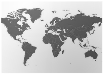 Blank Grey Political World Map Isolated On White Background - World Map Sweden (400x400), Png Download
