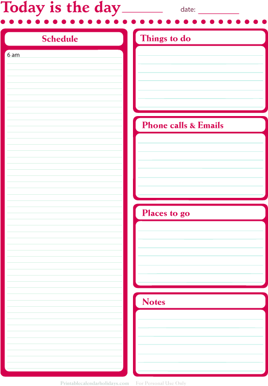 Downloadable Daily Planner Printable (612x792), Png Download