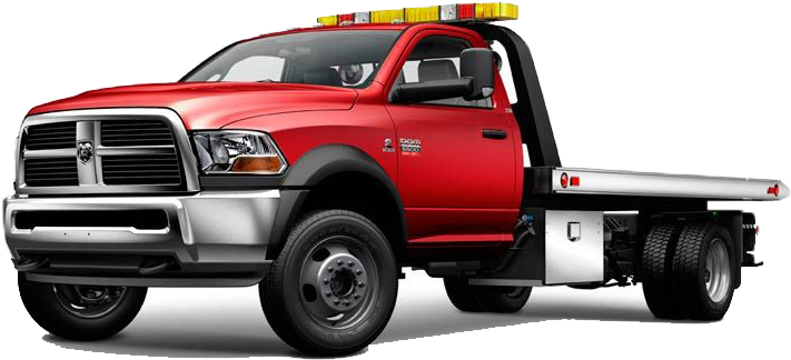 728-9009 - Red Flatbed Tow Truck (750x469), Png Download