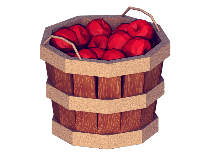 The Wood Texture Is A Bit Wonky But It's Just A Test - Low Poly Basket (800x600), Png Download