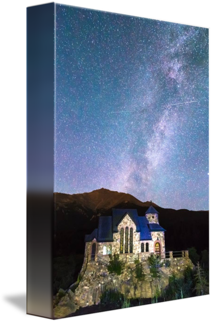 Perseid Meteor Shower And - Perseid Meteorschauer Und Kapelle Auf Grußkarte (427x650), Png Download