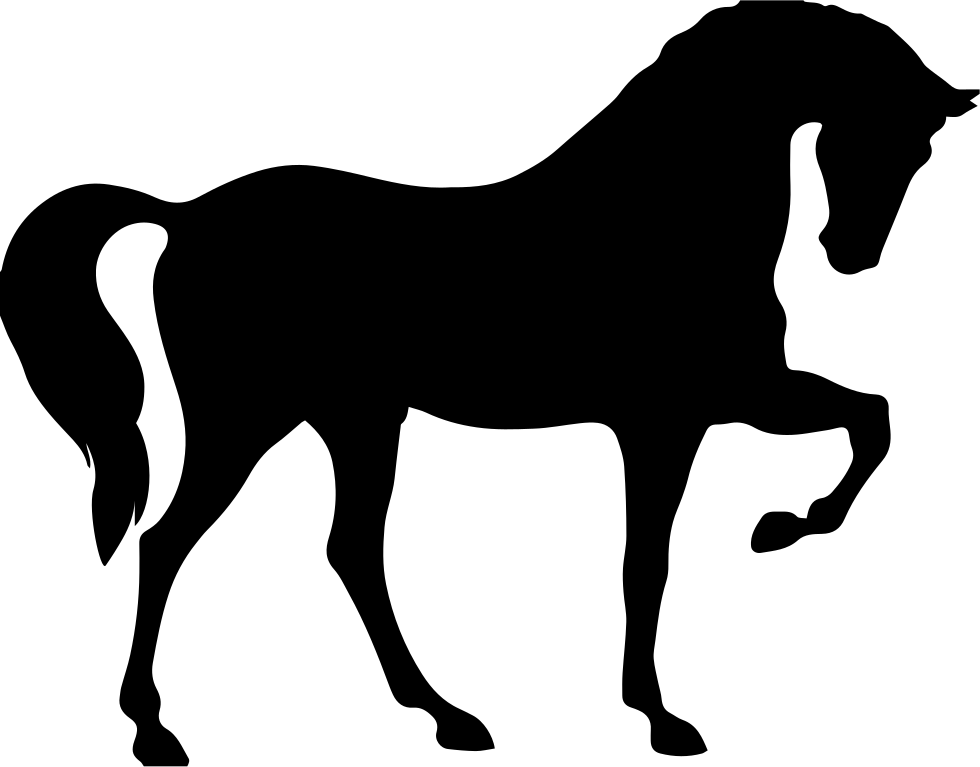 Horse Standing On Three Paws Black Shape Of Side View - Horse Svg (980x767), Png Download