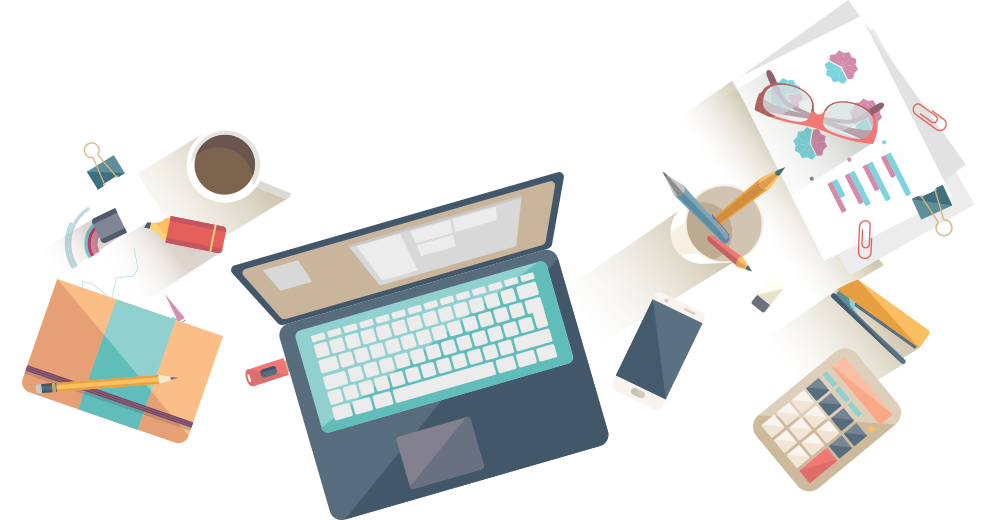 Stuff Png - Office Stuff Top View Png (992x520), Png Download