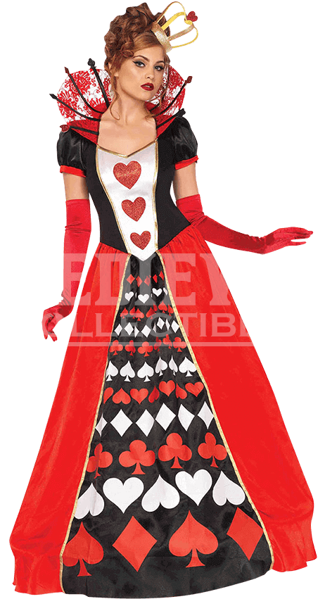 Womens Deluxe Queen Of Hearts Costume - Queen Of The Hearts Adult Costume (850x850), Png Download