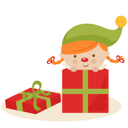 Girl Elf In Present Svg Cutting Files Christmas Svg - Cute Christmas Elf Clipart (432x432), Png Download