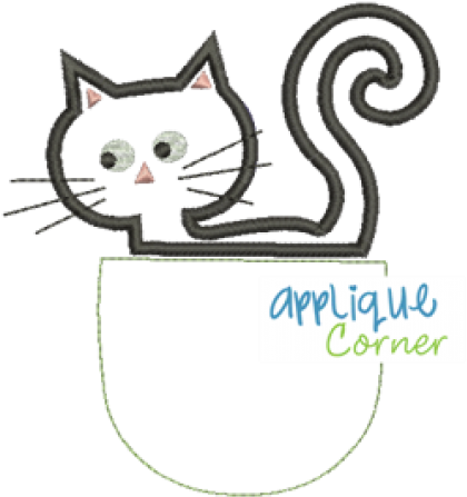 Applique Corner Cat Pocket Buddy Applique Design, Cat - Christmas Dump Truck With Tree, Gift, Ornament 6 (450x450), Png Download