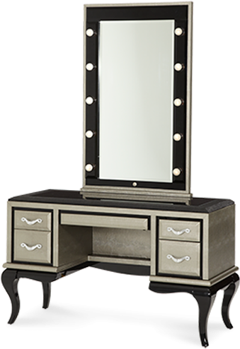 Aico After Eight Vanity And Mirror Titanium - Aico After Eight Titanium Vanity Desk With Mirror (600x510), Png Download
