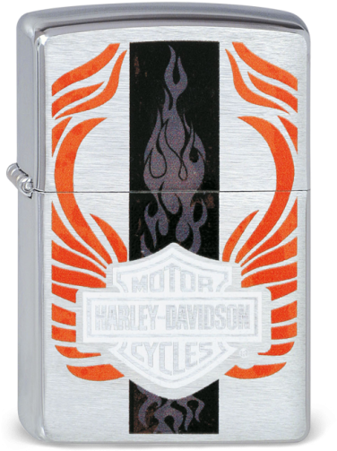 My Design With "flame Wings" And Grunge Flames Up The - Zippo Harley-davidson Flame Brushed Chrome Pocket Lighter (398x514), Png Download