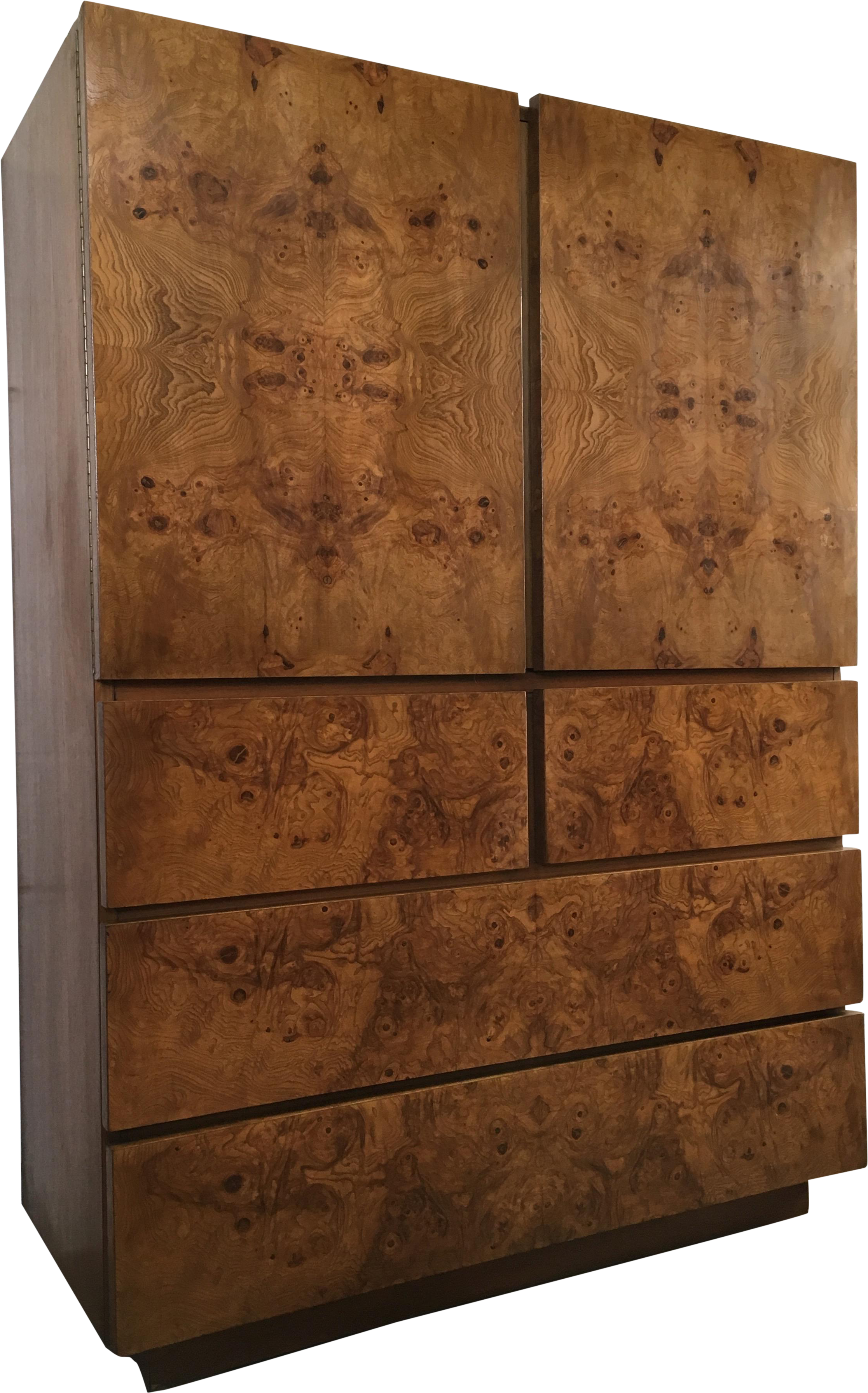 Vintage Mid Century Modern Lane Burl Wood Highboy Dresser - Chest Of Drawers (2480x3980), Png Download