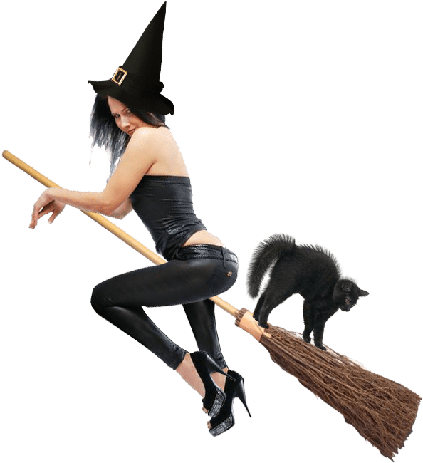 Halloween Witches Dress Transparent Png - Sexy Witch On A Broomstick (599x681), Png Download