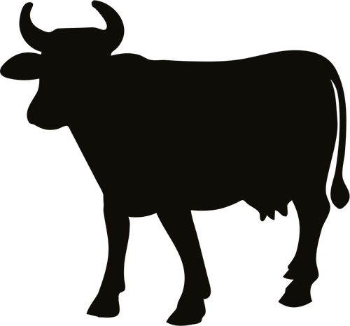 Cow Silhouette Image Public Domain Vectors - Cow Silhouette Png (500x466), Png Download