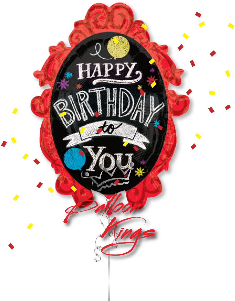 Happy Birthday Chalkboard Frame - Happy Birthday Chalkboard Balloons (1280x1280), Png Download