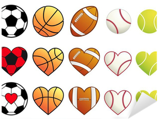 Football,soccer, Basketball, Tennis Balls And Hearts, - Sports (400x400), Png Download