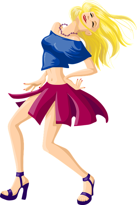 Dancing, Girl, Attractive, Sexy, Disco, Fashion, Young - Dancing Girl Cartoon Png (482x720), Png Download