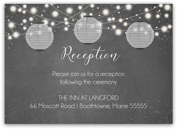 Chalkboard Paper Lantern Wedding Reception Cards - Wedding Invitation (900x900), Png Download