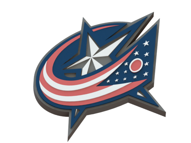 D Printed Bluejackets - Columbus Blue Jackets 3d Logo (667x500), Png Download