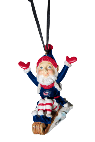 Columbus Blue Jackets Elf On Sled Ornament - New York Rangers Sledding Elf Ornament (465x465), Png Download