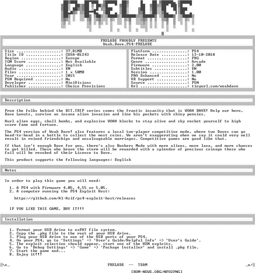 Woah - Dave - Ps4-prelude - - Playstation 4 (872x948), Png Download