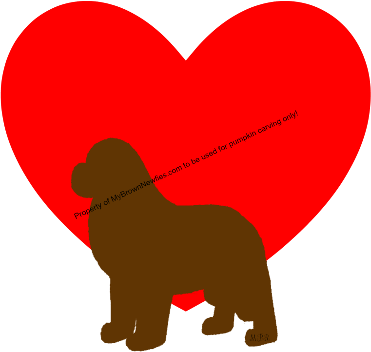Brown Newfie Heart Pattern For Pumpkin Carving Png - Dog (1024x1024), Png Download